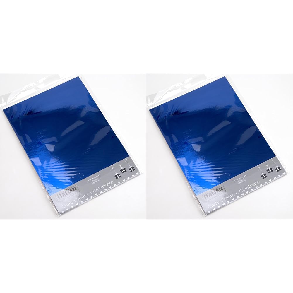 Italian Options 250GSM Mirror Card Craft Paper 10 Sheets, A4 Size, Royal Blue (Pack of 2)