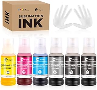 Hiipoo 600ML Sublimation Ink for EcoTank ET-8500 ET-8550 Wide-Format Supertank Printers Heat Press Transfer on T-Shirt Tumblers (6 Color, 1PK,1BK,1C,1M, 1Y, 1GY)