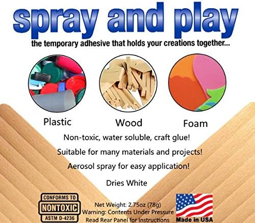 Spray and Play Adhesive 3-Pack - Temporary Adhesive – Non-Toxic, Great for Plastic Blocks, Wood Projects, and Foam