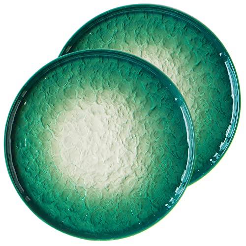 Lot de 2 assiettes plates de 10" en porcelaine, de qualité supérieure, assiettes à steak, salade, pâte, dessert (vert) Cover