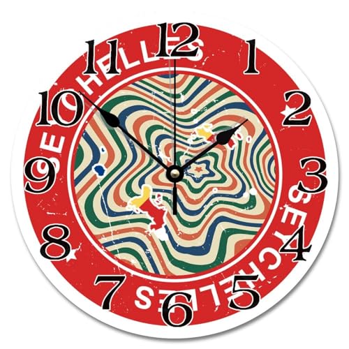 Horloge murale silencieuse Seychelles colorée rustique à piles - 2