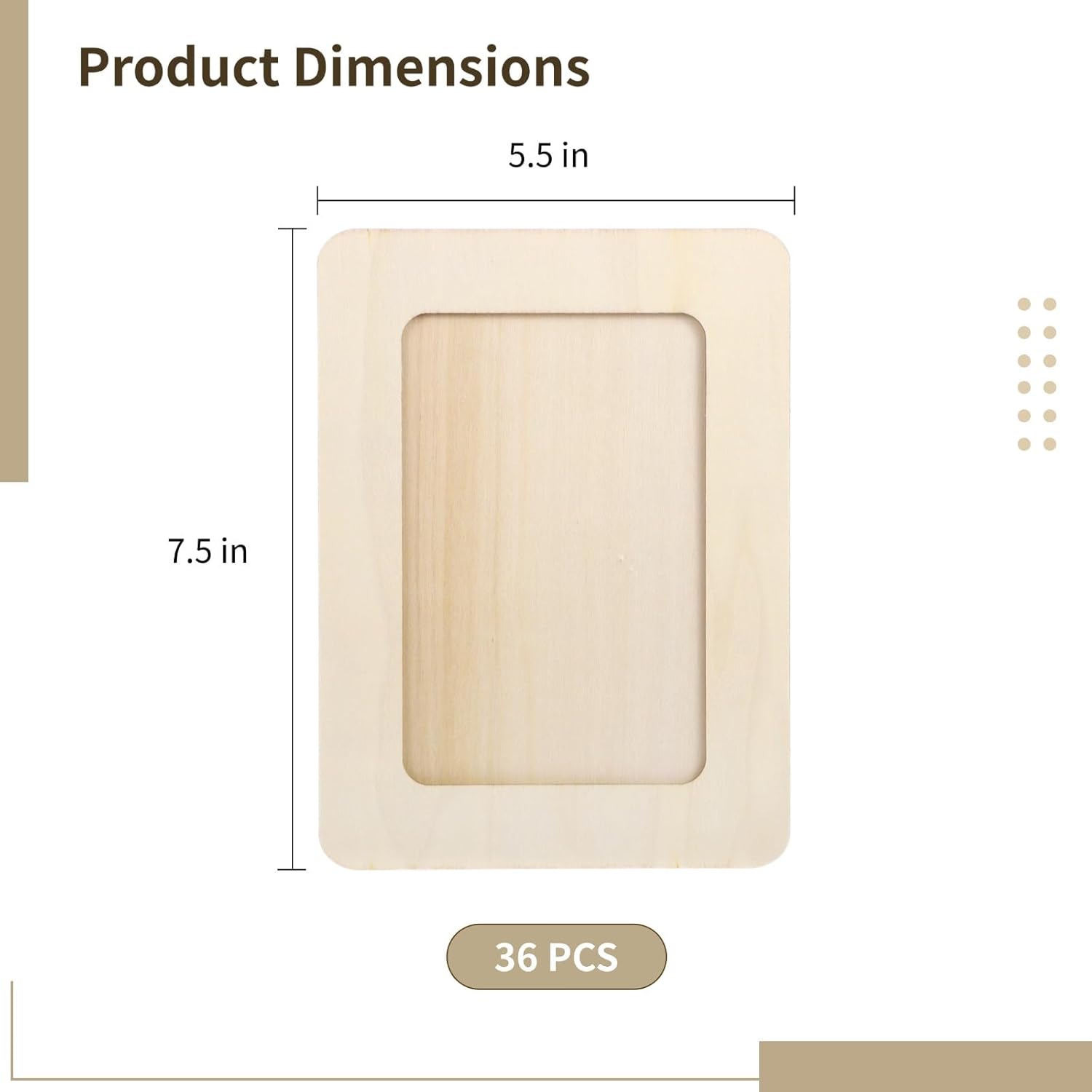 36 PCS Unfinished Wooden Photo Frames, 4 x 6 in Wood Craft Frames Set, Paintable Picture Frames for DIY Projects, School Crafts, Home Decorations