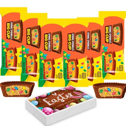 Peanut Butter Sprinkles Big Cup Kingsize 73g With Easter Gift Box - Easter Kingsize Cups Chocolates - rese (16 x Bars)