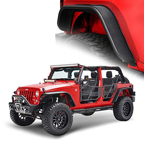 EAG JK Rear Fender Flares Mud Guards 2PCS Fit for 07-18 Wrangler JK Edge Steel Tube Style
