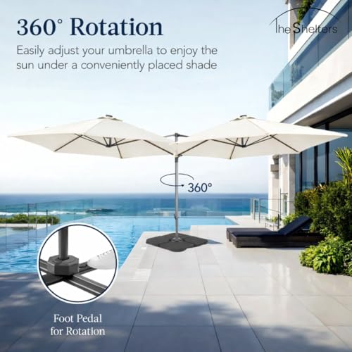 Image of THESHELTERS - Premium Garden Umbrella 360 Degree Rotating Stylish and Durable Outdoor Garden Umbrella with Heavy-duty Water Base (95Kgs)- Patio and Lawn Umbrella, 2.5x2.5m Big Size Outdoor Umbrella with Stand
