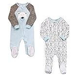 Royal Boys Babys and Toddlers Cozy Fleece Non-Slip Footed, Zip-Front, Blanket Sleepers for Sleep and Play - Pack of 2 (5T) White/Gray