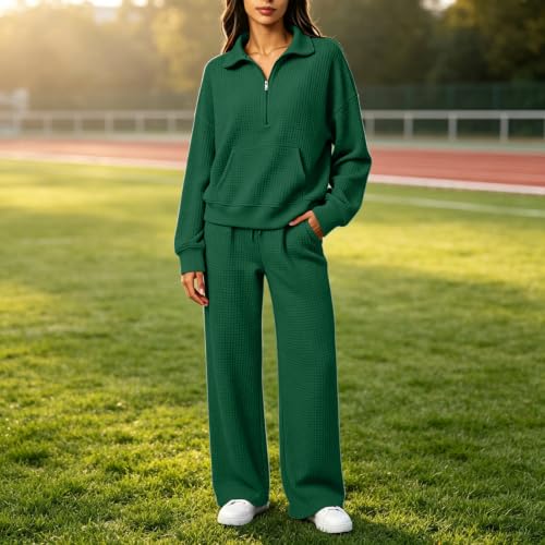 eoeioa 2 Pc Waffle Knot Lounge Set Women Casual Cute Fall Outfits 2026 - image 2