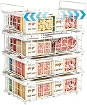 4 Pack Expandable Freezer Organizer Bins, Stackable Wire Freezer Baskets with Foldable Handles, Expandable 11.2” to 17.7'' Heavy-Duty Chest Freezer Organizer bin for Upright & Deep Freezers