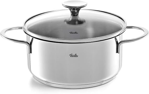 Fissler Copenhagen/Stainless Steel Saucepan Set 5 Pieces Saucepan Set Pots with Glass Lids (3 Cooking Pots 1 Stewing Pot 1 Saucepan Lidless) - Induction