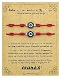 arana's - Pulsera 7 chakras de nudos con ojo turco mujer hombre niños bebés - Contra mal de ojo - Hilo rojo protección energía negativa - Amuleto de la suerte - Parejas familia amigos (2 pulseras)