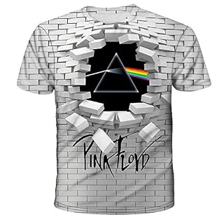 Nobranded T-Shirt Creative Wall Pink Floyd3D – T-Shirt Couple À Manches Courtes Et Col Rond Imprimé - Les Beatles, Paul McCartney, John Lennon, RIngo Starr, George Harrison