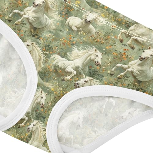 Girls Underwear Soft Cotton Horses Floral Kids Panties in Sizes 2/3t, 4t, 5t, 6 and 84