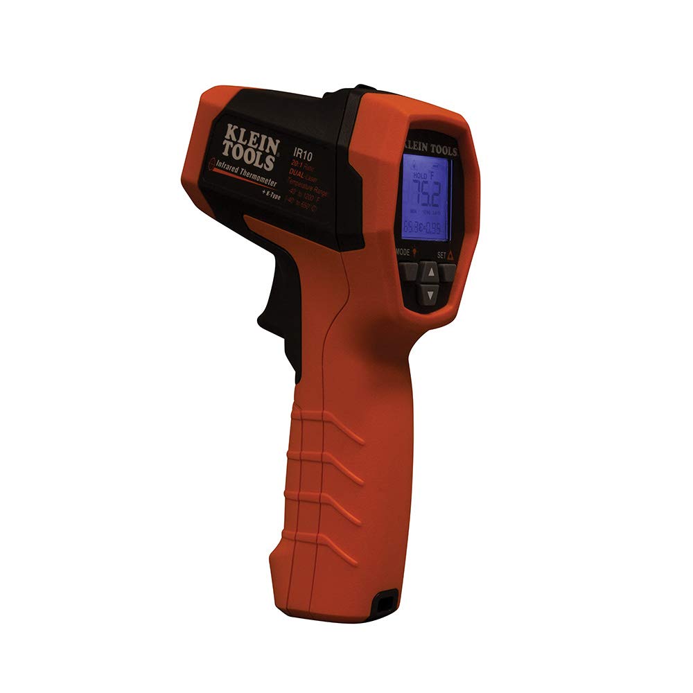 Klein Tools IR10 | Termómetro infrarrojo doble láser 20:1 | Mide de -40 a 650 °C con sonda K-Type incluida