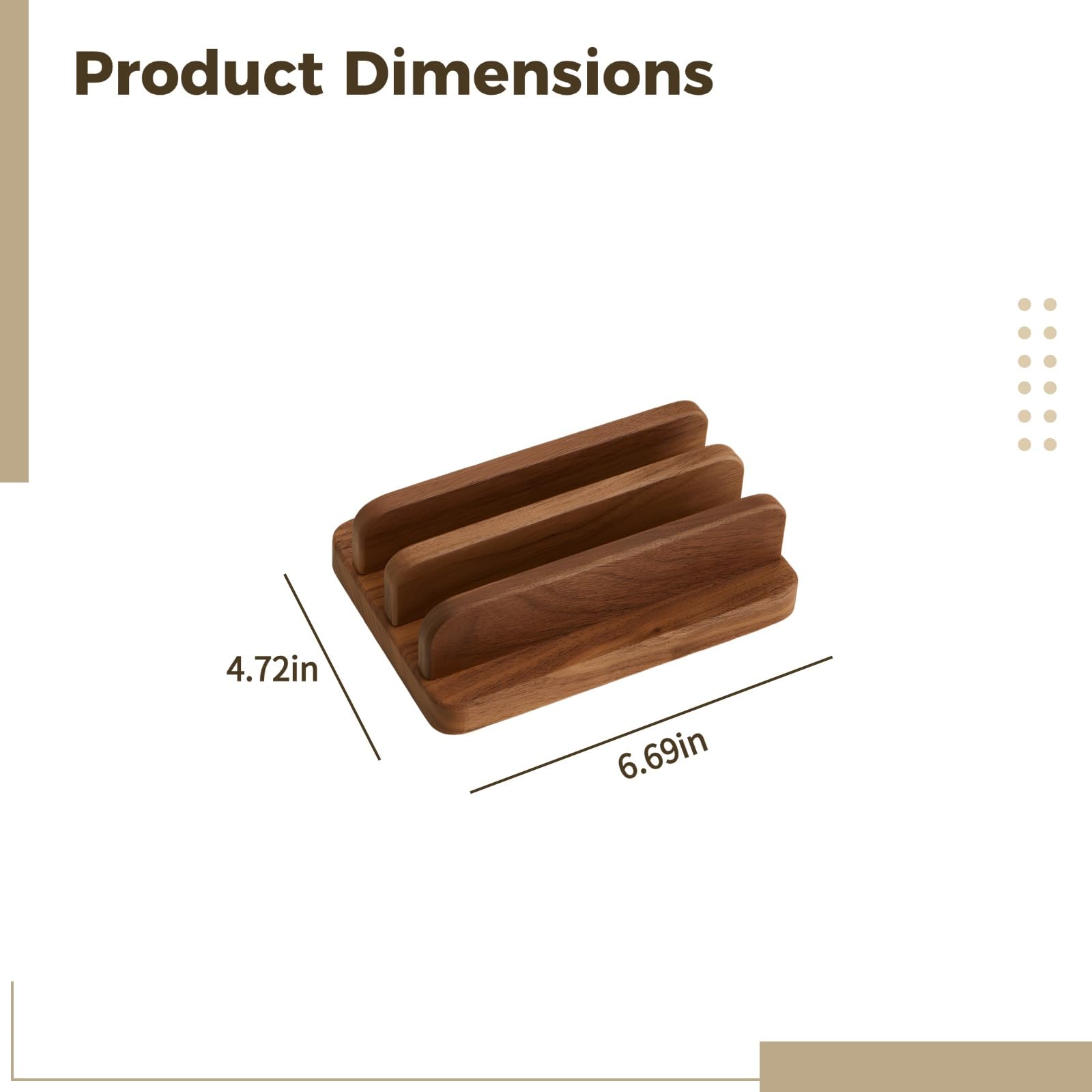Generisch Laptopständer aus Holz, Verstellbarer Desktop-Organizer mit Zwei Fächern, aus massivem Nussbaumholz, platzsparender Vertikalständer für Tablets und Handys, 12 x 17 x 4,5 cm