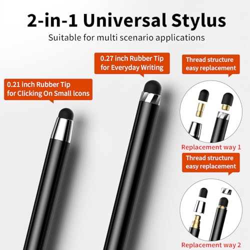 Image of 10 PCS Stylus,Stylus Pen for Touchscreen,Stylus 2-in-1 High Sensitivity & Precision Suitable for Touch Screens of iPhone /ipad /Android Tablets(10 Stylus Pen Rose Gold /Black + 20 Tips)