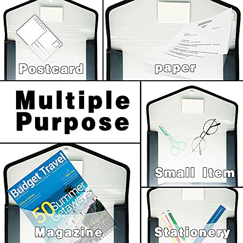Image of FEDUS Pack 2, Document Holder Envelope Folder, File Storage Bag with Snap Button Transparent Plastic Files for Certificates & Legal Documents Organizer