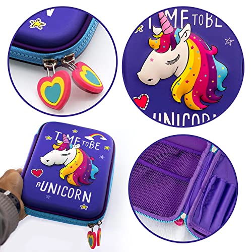 Image of Party Propz Polyester Unicorn Hard Case Pouch, Unicorn Pencil Box Stationery Box Pencil Case Pencil Case For Boys & Girls Pencil Pouch 3D Hardtop Eva Pencil Case, Multicolor