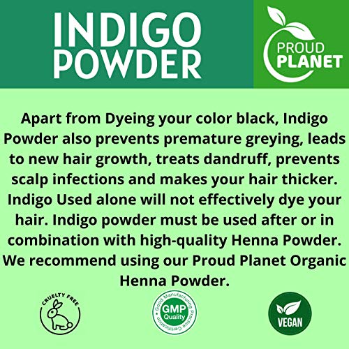 Natural Indigo Powder For Hair Dye | Natural Black Hair | Indigofera Tinctoria | By Proud Planet (8 Ounce | 226G) #TOP1