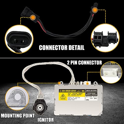 image for RANSOTO KDLT002 Xenon HID Headlight Ballast with D2S Bulb Compatible w