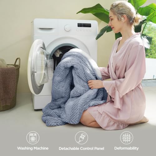 Templewet Heated Blanket Electric Blanket 50" x 60" - Cozy Soft Heated Throw with 5 Heating Levels & 3 Hours Auto Off,Machine Washable,ETL & FCC Certification(Frosty Blue)