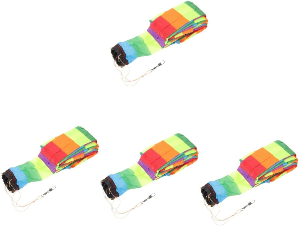 ibasenice 4pcs Colorful Rainbow Streamer Kite Tail Decorative Accessory for Outdoor Activities Easy to Install Vivid and Flexible Design for Boys and Girls