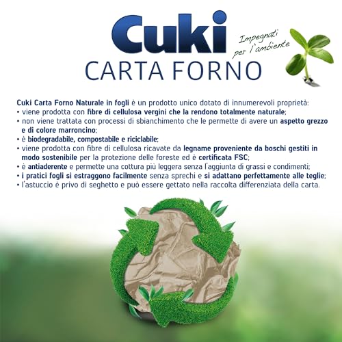 Miniatura 5 de Cuki Papel De Horno Natural En Hojas Paquete Sostenible En Flowpack De 25 Hojas Extraíbles 33 X 38 Cm