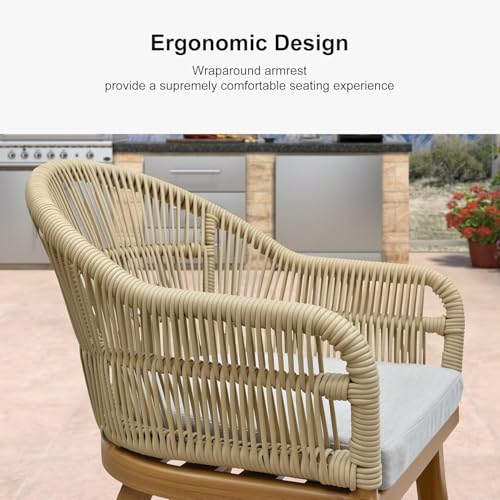 Image of PURPLE LEAF 7 Pieces Longer Patio Dining Set with Outdoor Aluminium Dining Table and Woven Chairs Modern Metal Furniture Cushions Sets for Garden Yard Indoor Decor Kitchen Teak