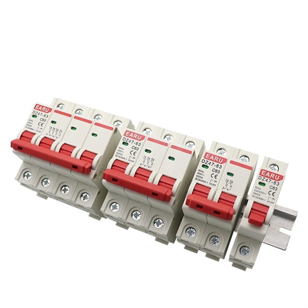 Salvavita Riarmo Automatico 1 Pz 1-4 Poli 3A/6A/10A/16A/20A/32A/40A/50A/63A 400V Tipo C Mini Circuit Breaker MCB 35mm Rail Mount capacità di Rottura 6KA Differenziale Riarmo Automatico(4,50A)