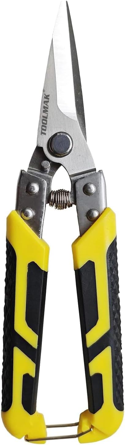 TOOLMAK Heavy Duty Industry Scissors 8.7 Inch Aviation Tin Snips Straight Metal Cutter with Comfort Grip and Stainless Steel Blades Multifunction Cutting