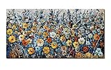 NANKAI Large Original Oil Painting Hand-Painted Abstract Wall Art on Canvas Blue Horsetail Grass Oil