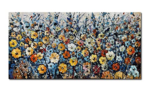 Nankai Large Original Oil Painting Hand-Painted Abstract Wall Art On Canvas Blue Horsetail Grass Oil Painting 30X60Inch Nature Home Decor #TOP3
