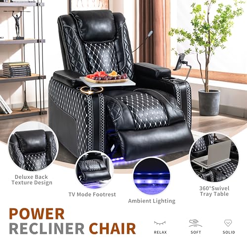 Sillón reclinable eléctrico piel color negro miniatura 3
