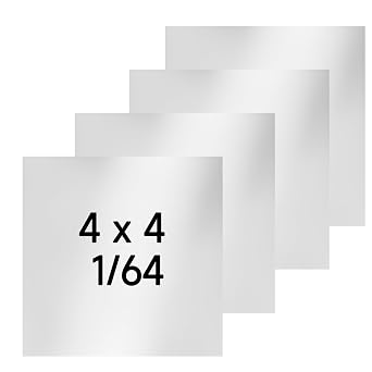 304 Stainless Steel Sheet - 4PCS 4" X 4" X 1/64" Thin Stainless Steel Plate 1/64 Inch Thickness with Protective Film Metal Sheets Shim Stock for Kitchen DIY Crafting 101 x 101 x 0.39 mm