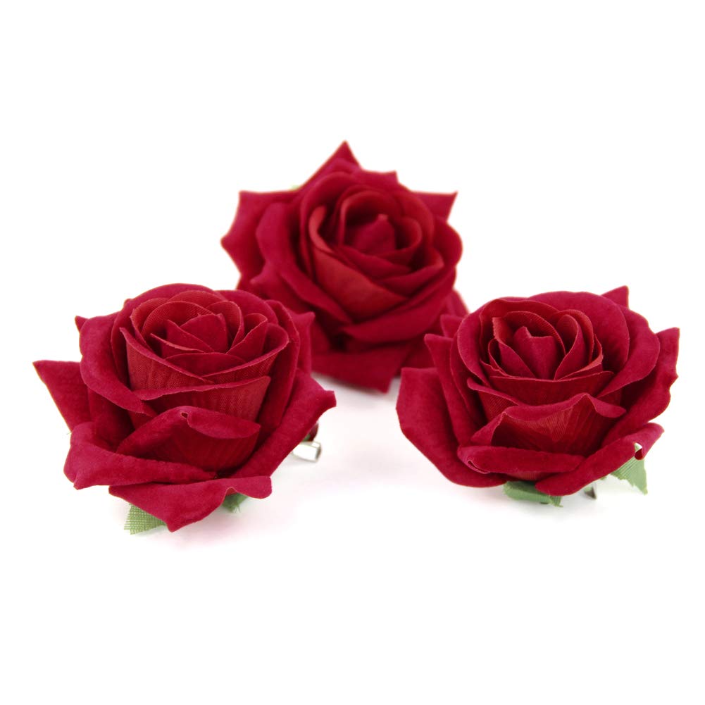 Prоduсt Dеаl FIOBEE 2.75 Rose Hair Clip Flower Hairpin Rose Brooch Floral Clips for Woman Girl Party Wedding Pack of 3