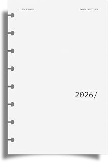 Cloth & Paper 2026 Front & Monthly Vellum Planner Dashboard Overlays | Half Letter Size 5.5 x 8.5 Inches | 13-Piece Set for 8-Disc Planners, Undated, Transparent Heavyweight Paper, Pre-Punched