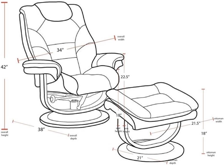 Pemberly Row Leather Swivel Recliner with Ottoman in Gray, Manual Recliner Chair for Living Room Comfort