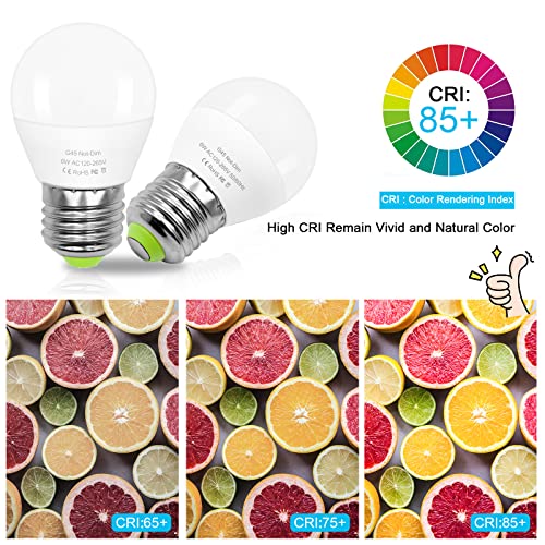 6W E26 Small Globe Led Bulb 60W Equivalent G45/A15 E26 Standard Screw Base 120V-265V Frosted Daylight White 750Lm Waterproof For Fridge Light Pendant Vanity Mirror Home Lighting Non-Dimmable (2 Pack) #TOP4
