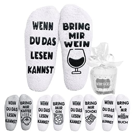 VDSOW Kuschelsocken, Wenn du das lesen Kannst Bring mir Wein Stoppersocken Damen Socken 39-42, Flauschig Antirutschsocken Damensocken Valentinstag Witzige Geschenke für Frauen Männer, Einheitsgröße