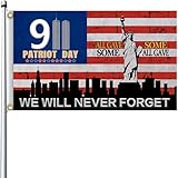 DecrPlus 911 Never Forget Remember 911 Flag (3x5Ft,Double-Sided,150D Polyester) For American Patriot Day Indoor Outdoor House Memorial Decor