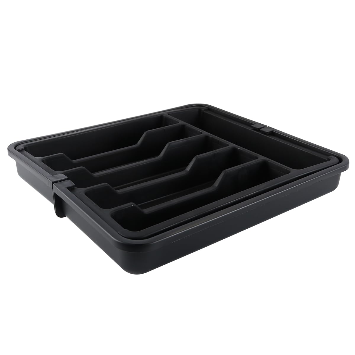Organizador de cajones para cubiertos, soporte ajustable para utensilios de cocina, bandeja expandible para cubiertos, bandeja compacta de plástico para cucharas, tenedores y cuchillos.