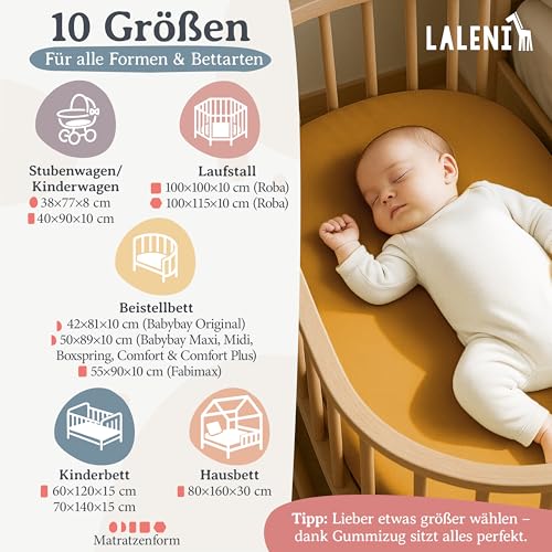 Laleni Jersey Spannbettlaken, 55x90cm, für Baby Beistellbett & Stubenwagen, 100% Baumwolle, Oeko-TEX Zertifiziert, Gelb – Ansicht 2