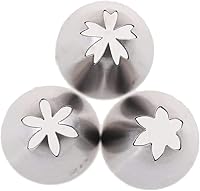 Vista 6 de Juego de puntas de glaseado grandes, 3 piezas, plata, estrella abierta, flor, juego de puntas de decoración de pasteles
