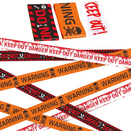 3 peças fita de aviso de perigo, Halloween Decorations Caution Tape, fita de perigo de Halloween para uso em exteriores áreas perigosas, festa de zombies no jardim, decoração de Halloween (A)