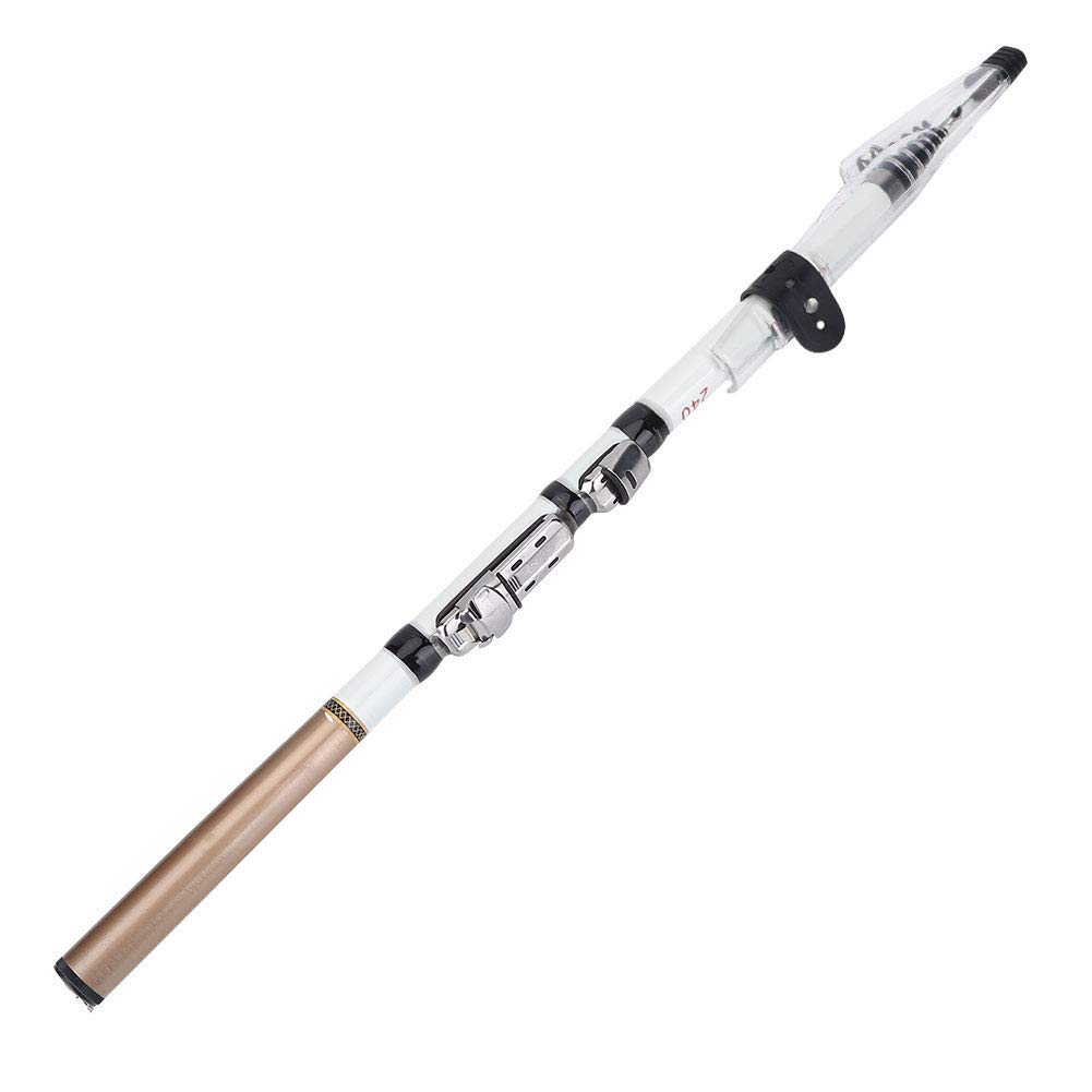 KIMISS Pêche Télescopique Portable, Perche de Voyage Canna Canne à Pêche Jument en Fibre de Carbone (2,4 m)