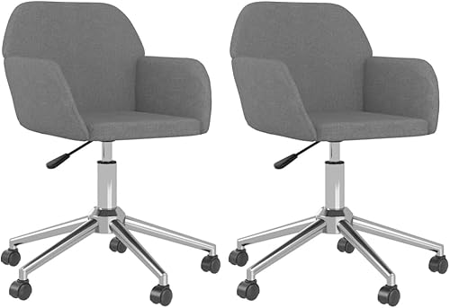 Miniatura 2 de Sillas de comedor giratorias, 2 sillones tapizados modernos de tela gris claro para cocina, comedor, rotación flexible de 360 grados