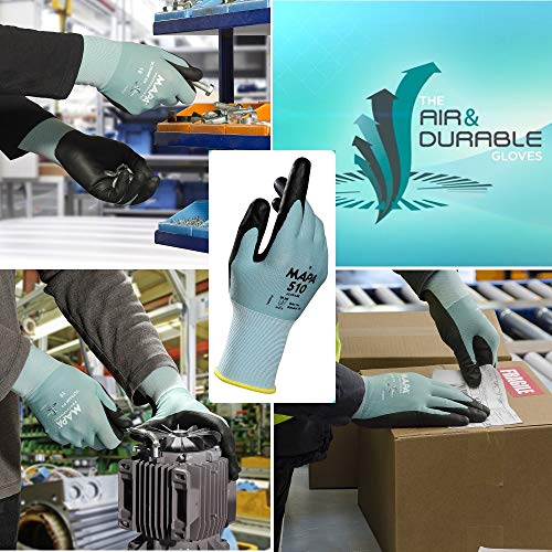 MAPA Professional Ultrane 510 Work Gloves, Mechanics Builders, Warehouse, Work Site, Workman, DIY, Green, Size 11 (XXL) (1 Pair) Protective Safety Gloves