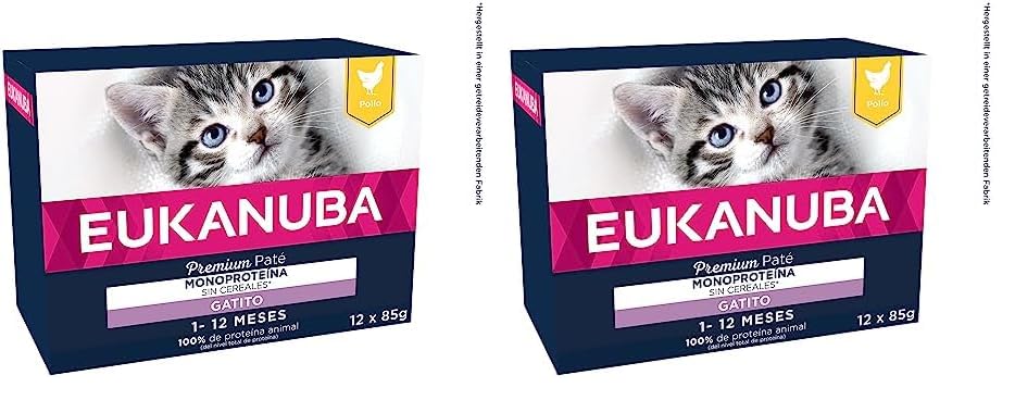 EUKANUBA Grain Free Alimento Húmedo para Gatitos en Crecimiento, Alimento Húmedo Premium Rico en Pollo para Gatitos, 12 x 85 g (Paquete de 2)