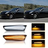 Aexploer Turn Signal Side Marker Lights LED Compatible with G35 2D Coupe 2003-2007 / for Skyline V35 Coupe 2002-2007,Front Fender Bumper Side Markers Lamps(Amber Dynmaic+White Smoked Len)