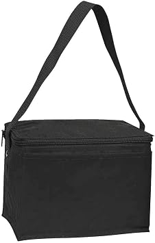 Impecgear Insulated 6-Pack Nylon Cooler Picnic Lunch Bag Box Water - 9x6x5 Black