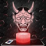 Lampephoto.fr - Lámpara 3D Máscara Hannya Japonés Decoración Asia, Idea Regalo Hombre Mujer Objeto Máscara Hannya Japonés Luz Nocturna para Adultos Decoración de Cuarto, Regalo Navidad, Merchandising